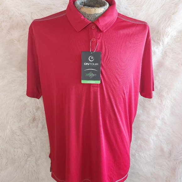 OnTour Web Tech Women's Red 5 Buttons Polo Short Sleeve Shirt Size 2XL - Picture 1 of 9